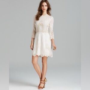 🤍 Dolce Vita White Lace Embroidered Dress – Size M